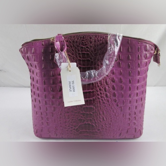 Zen Handbags - NWOT Zen Croc Embossed Vegan Leather Purple Tote